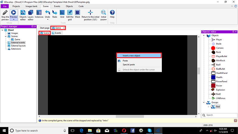 2D Air Force Combat Game Using gdevelop Engine